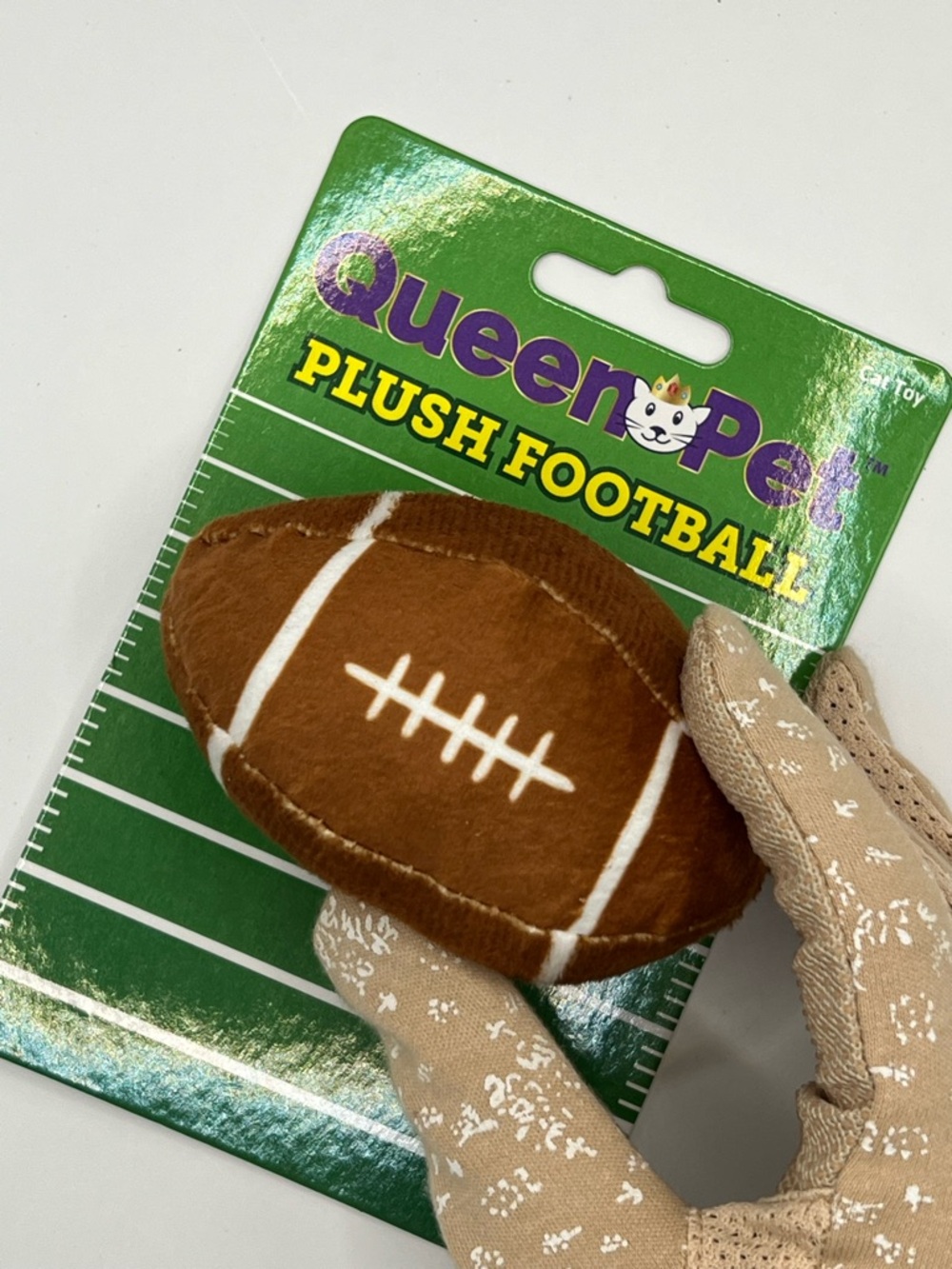 Plush Football Cat Toy Brown & White
